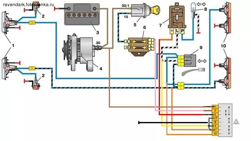 Реле поворотов ваз 2101 схема подключения Аварийка на копейку! - Lada 21011, 1,3 л, 1980 года тюнинг DRIVE2