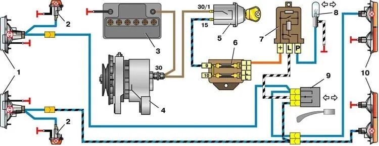 Реле поворотов ваз 2101 схема подключения Покупка задних стопов, двух светодиодов, выяснилось от чего не работают поворотн