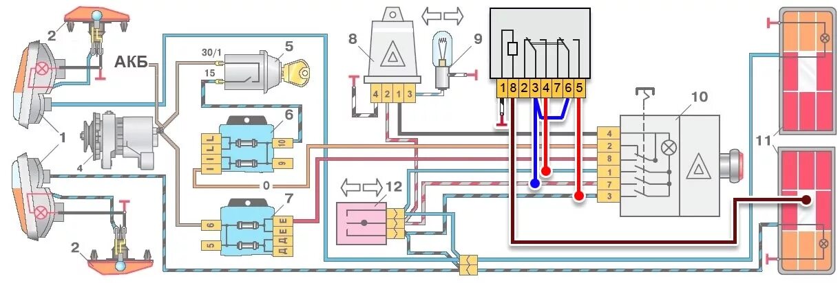 Реле поворотов ваз 2101 схема подключения Автоматическое включение аварийки, при включении задней передачи. - Lada 21061, 