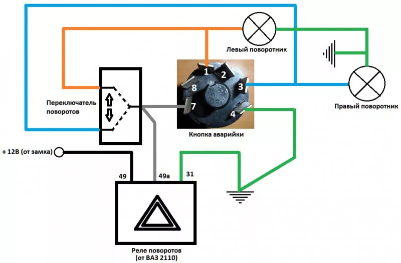 Реле поворотов ваз 2106 схема подключения Аварийка - DRIVE2