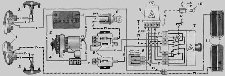 Реле поворотов ваз 2106 схема подключения ВАЗ-2106 ::: Схема системы аварийной сигнализации и указателей поворотов ВАЗ-210
