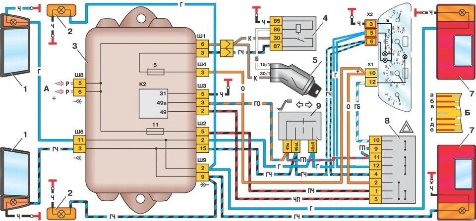 Реле поворотов ваз 2109 схема подключения Замена щитка приборов 2108 на 2110 - Lada 2109, 1,5 л, 1997 года электроника DRI