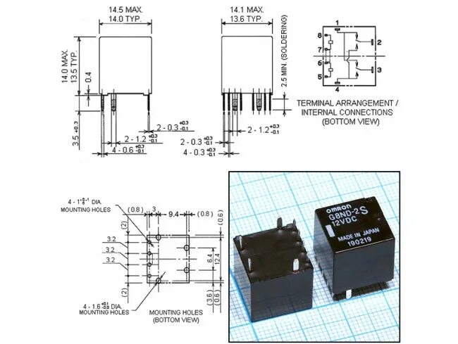 Реле ps 02c подключение Купить Реле 12VDC G8ND2S 2C 30A/12VDC в Великом Новгороде