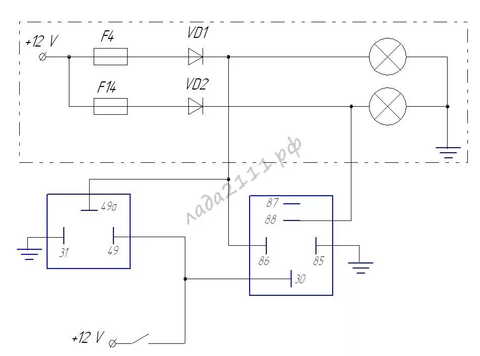 Реле ралд 07.3747 схема подключения Поочерёдное мигание ПТФ - Lada 21114, 1,6 л, 2006 года аксессуары DRIVE2