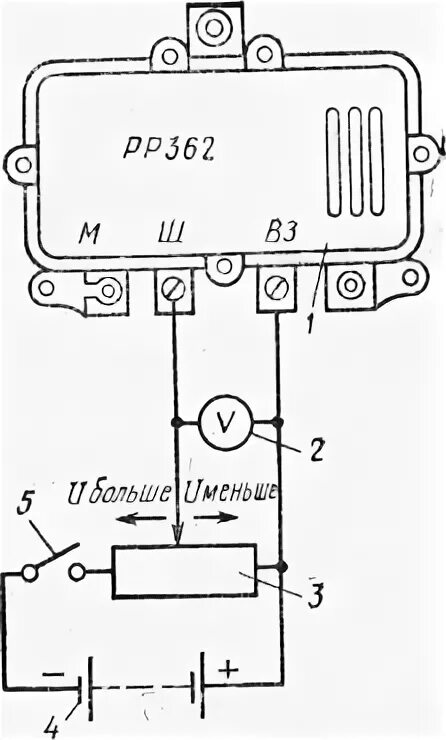 Реле регулятор рр 362 б1 схема подключения Регулятор напряжения газ 53 схема подключения LkbAuto.ru