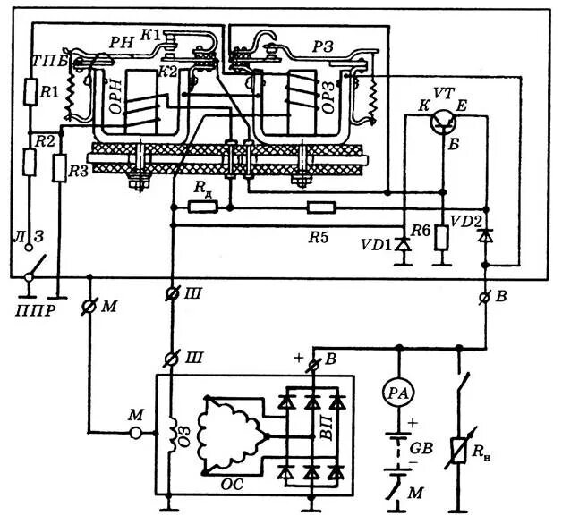 Реле регулятор рр 362 б1 схема подключения Схема реле рр362 б1