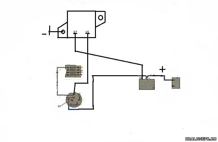 Реле регулятор схема подключения урал Как подцепить реле зарядки на Урал
