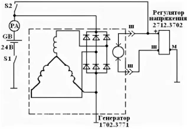 Реле регулятор урал 4320 схема подключения Реле регулятор напряжения генератора схема подключения