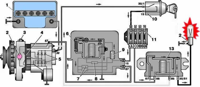 Реле регулятор ваз 2101 схема подключения Схема подключения реле регулятор ваз 2101