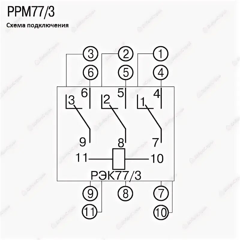 Реле рэк 77 3 схема подключения Разъем ИЭК РРМ 77/3(PТF11A) для РЭК 77/3(LY3), модульный. ONI - купить по цене 2