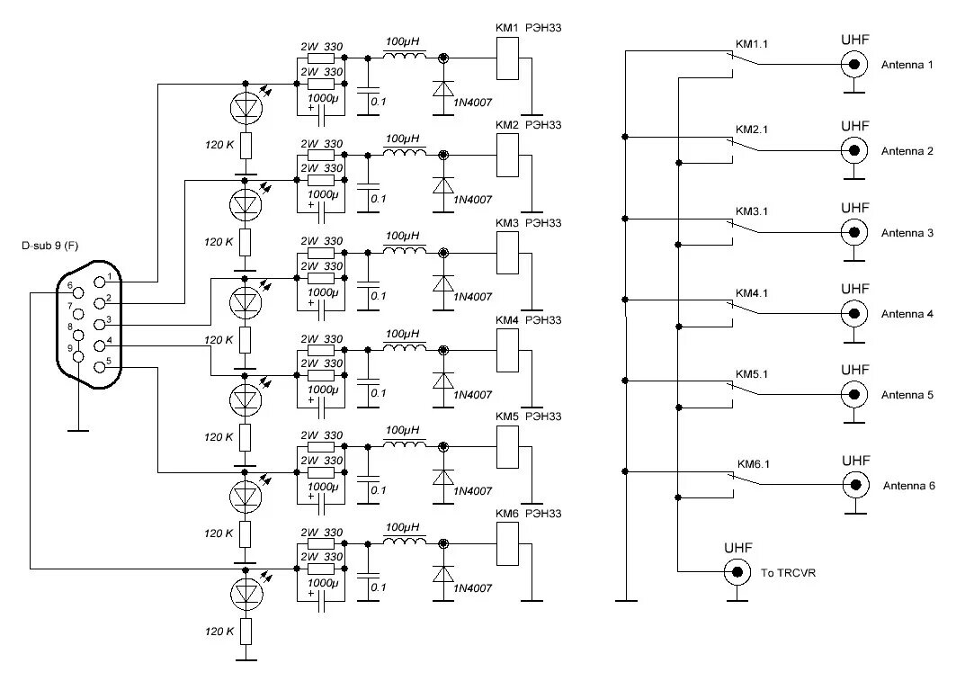 Реле рэн 33 характеристики схема подключения Антенный коммутатор своими руками - R3RTambov