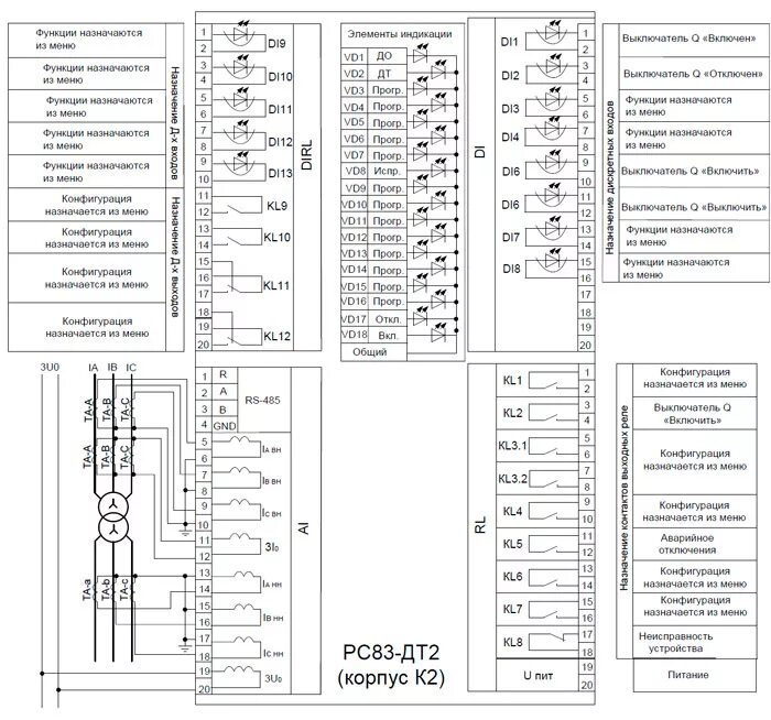 Реле рс 80 схема подключения Устройство дифференциальной защиты РС83-ДТ2