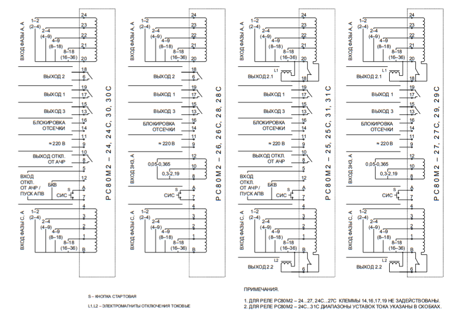 Реле рс 80 схема подключения С расшир. функциями РС80М2-24...31(С)