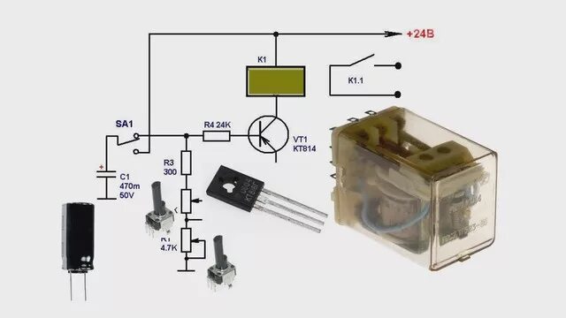 Реле самоделка Простое реле времени на одном транзисторе