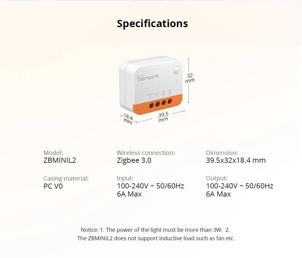 Реле sonoff zbminil2 extreme zigbee схема подключения Умный мини-выключатель Sonoff Zigbee Mini L2 ZBMinil2, не требует нейтрального п