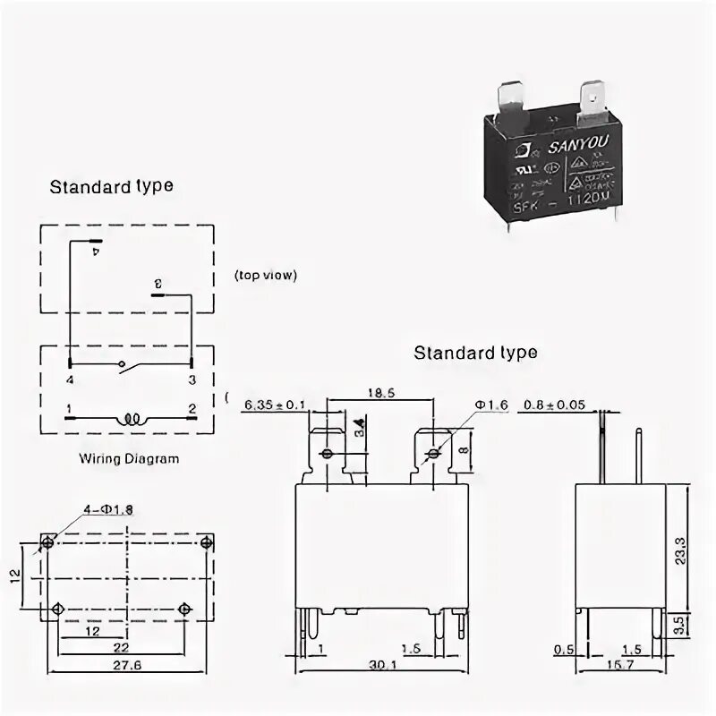 Реле srd s 112dm схема подключения Купить Реле СФК-112ДМ СФК-112 20А ДИП-4 SANYOU: отзывы, фото и характеристики на