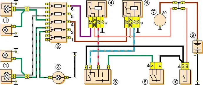Реле света ваз 2106 схема подключения 4 фары на ближний через реле и подогрев заднего стекла. - Lada 21063, 1,3 л, 199