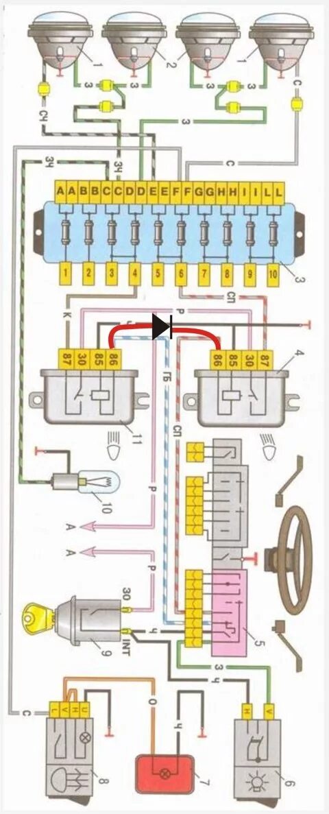Реле света ваз 2106 схема подключения Биксенон и реле биксенона своими руками за 5 минут - Lada 2106, 1,6 л, 1978 года