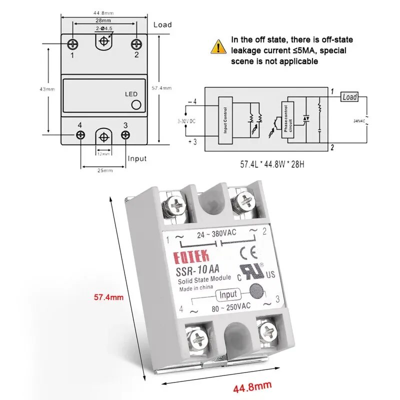 Реле твердотельное однофазное 220в схема подключения Однофазное твердотельное реле 10 А 25А 40А 60А, модуль SSR 10AA 25AA 40AA 60AA 8