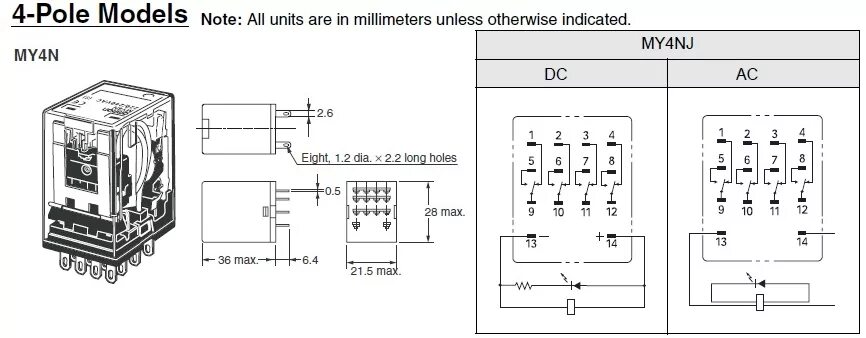 Реле ухл4 схема подключения Реле OMRON MY4N-J 220V AC