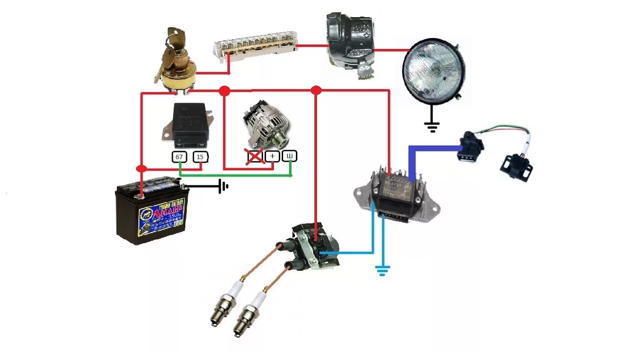 Реле ваз на мотоцикл урал схема Простая проводка на мотоцикл - YouTube