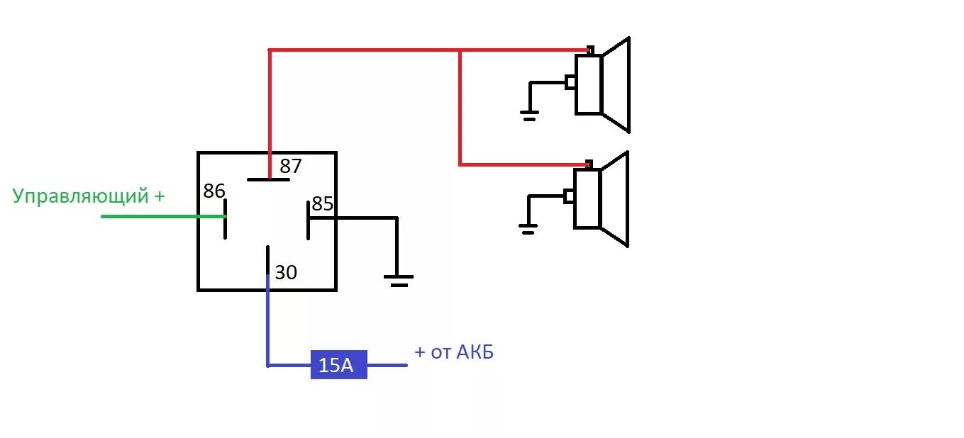 Реле волговского сигнала схема подключения Схема подключения звуковых сигналов через реле