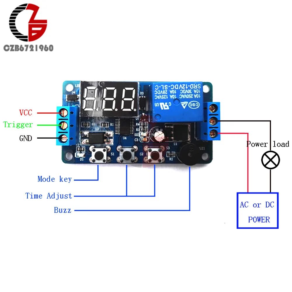 Реле времени 12 вольт подключение Цифровой светодиодный дисплей, релейная плата с временной задержкой, 12 В постоя