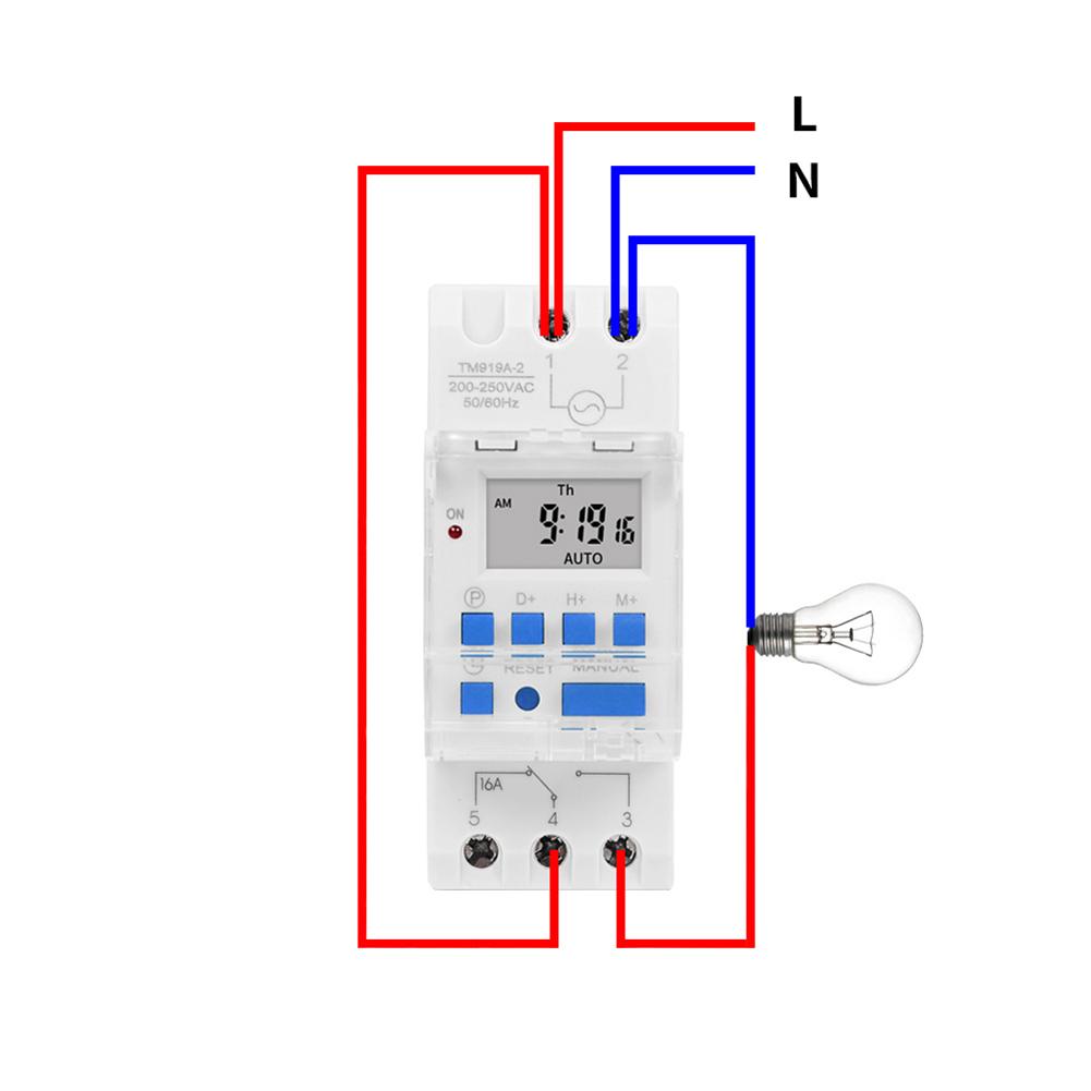 Реле времени на дин рейку схема подключения Реле контроля времени TM919A-2. Программируемый недельный цифровой таймер. (220V