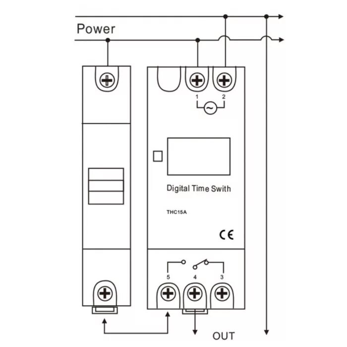 Реле времени на рейку схема подключения Реле времени TCH15A на дин рейку программируемое 220 В нагрузка до 16 А