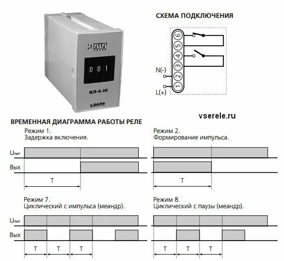 Реле времени вл 17 схема подключения ВЛ-6-II Реле времени Маркет Элек.ру