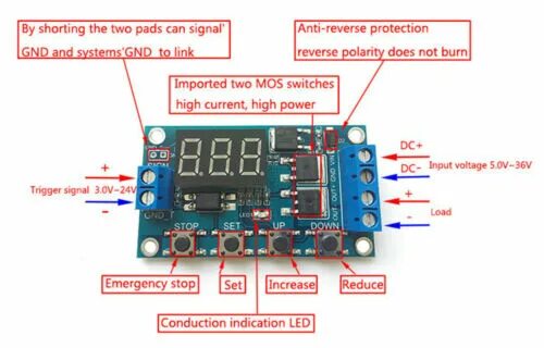 Реле времени xy j02 схема подключения LED DC 5V 9V 12V 24V Timing Delay Timer Cycle Turn On/OFF Relay Switch Module eB