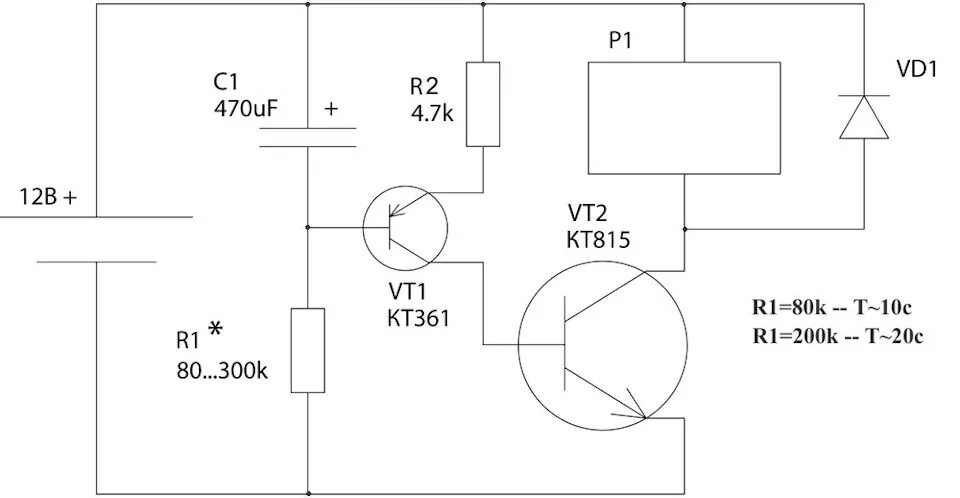 Реле задержки времени схема своими руками Самопальное реле задержки включения - ГАЗ 2407, 2,5 л, 1982 года тюнинг DRIVE2