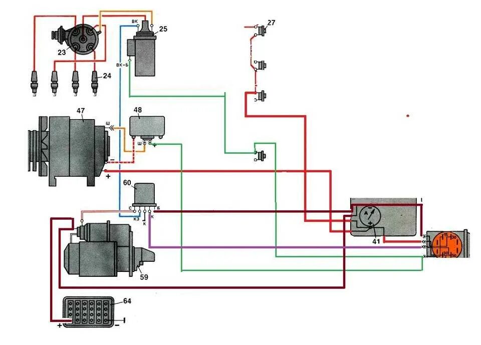Реле зарядки газ 3307 схема подключения Схема зажигания газ 24 59 фото - KubZap.ru