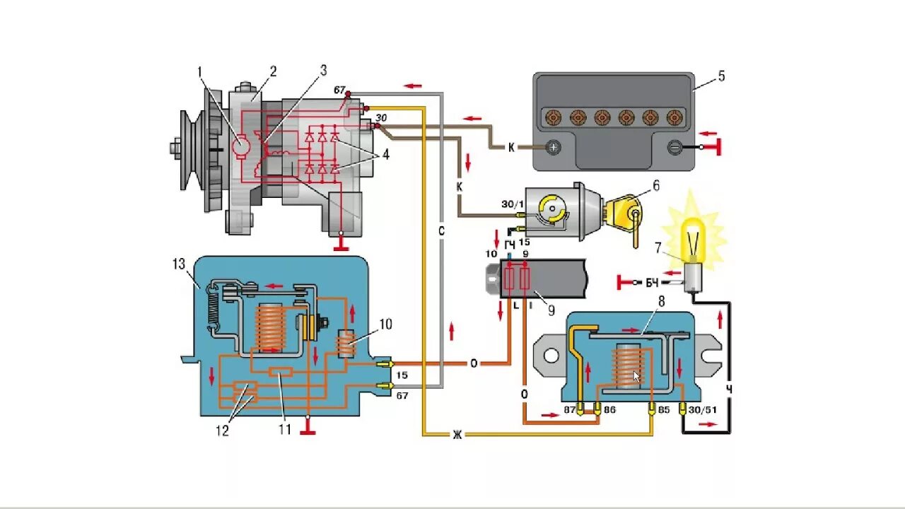 Реле зарядки ваз 2101 схема подключения СХЕМА ПОДКЛЮЧЕНИЯ РЕЛЕ 702 ГЕНЕРАТОРА ВАЗ 221 2018 10 01 09 24 18 961 ГЕНЕРАТОР 