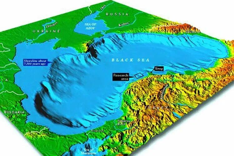 Рельеф черного моря без воды фото Однажды перед поездкой в Ялту я глянула на схему рельефа дна Черного моря, и мне