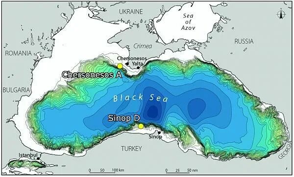 Рельеф черного моря без воды фото Около 5600 года до н.э. Черное море находилось в гораздо более скромных. History