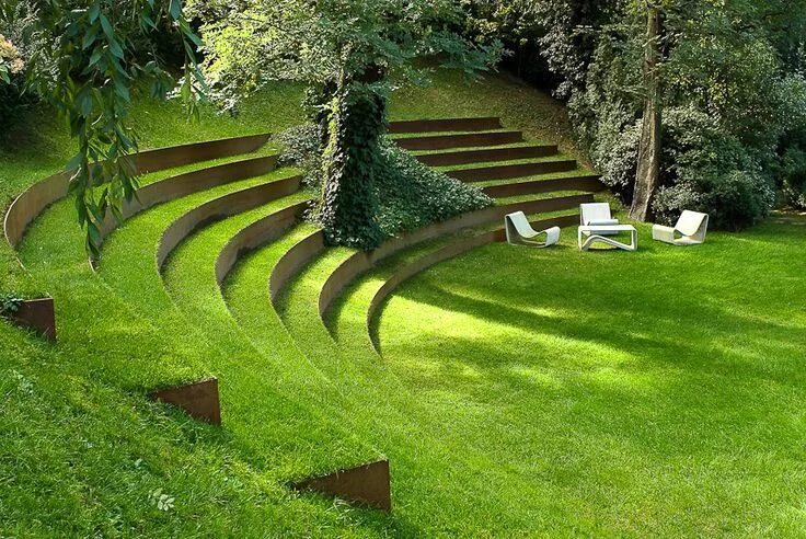 Рельеф в ландшафтном дизайне The Glorious Gardens of Guy Hervais Garden stairs, Large backyard landscaping, B