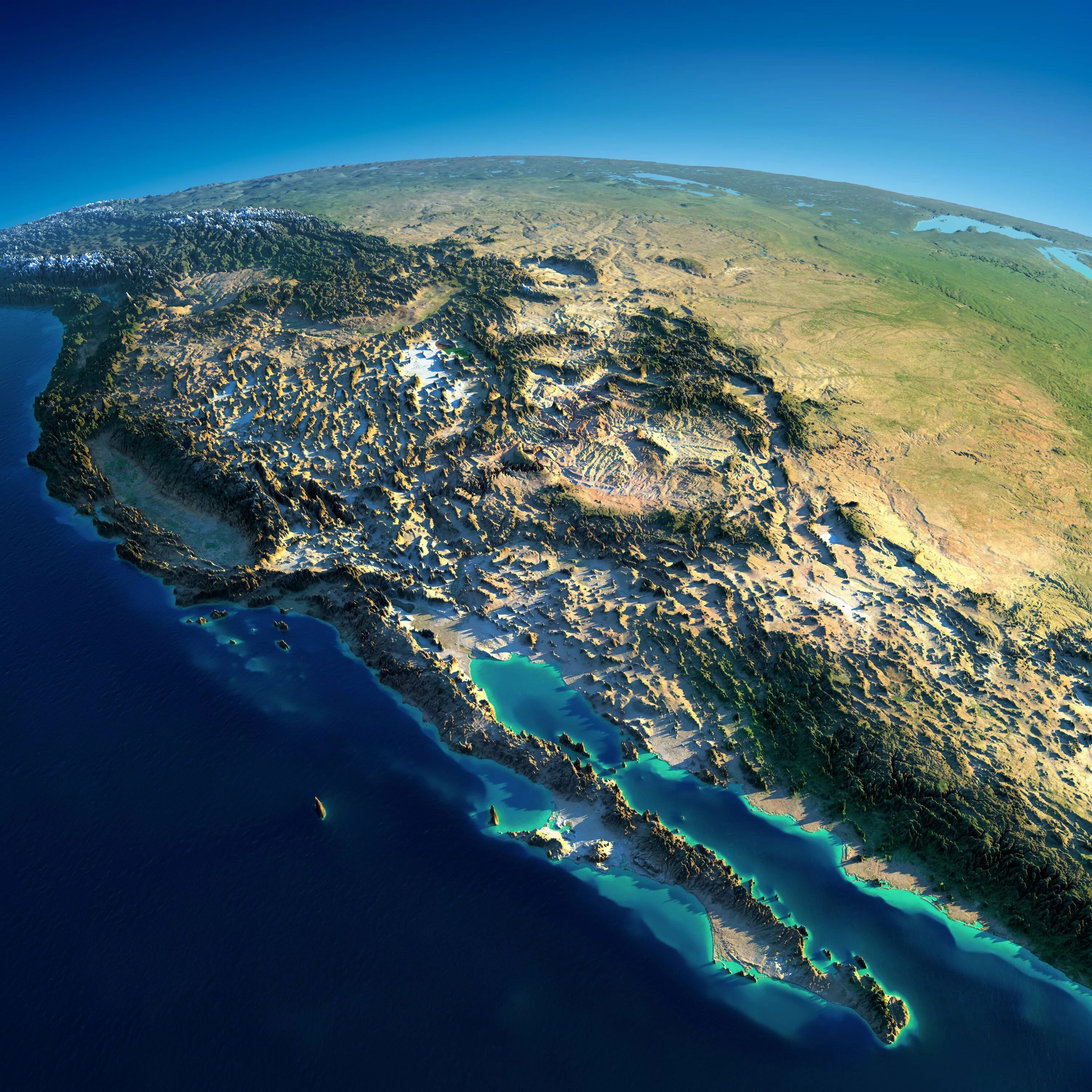 Рельеф земли фото Exagerated Relief Map of the Western United States and Mexico. Relief map, Earth