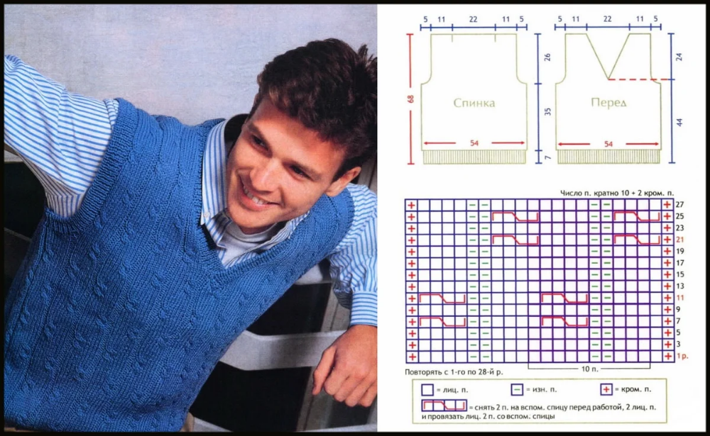 Рельефные узоры для мужского жилета спицами схемы Связать жилет 48 размера спицами: найдено 88 изображений