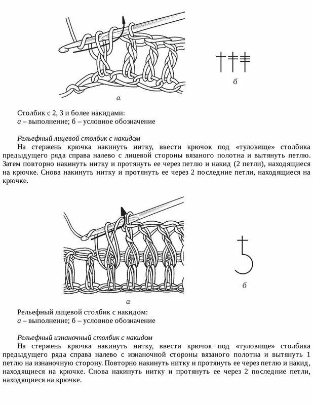 Рельефный столбик крючком как вязать схема Лицевой рельефный столбик