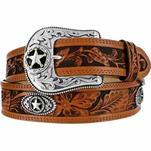 Ремень в ковбойском стиле женский Купить Justin Western Belt Leather Star Ranch Tooled Made C12424 (Ремни) заказат