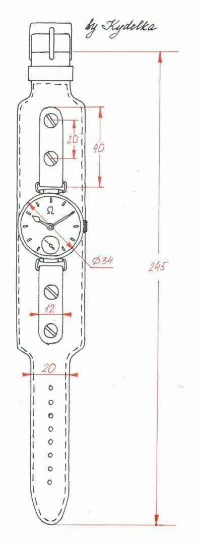 Ремешок на часы из кожи выкройка К.О.Т - Кожевенные изделия ручной работы.'s photos Leather watch strap, Watch ba
