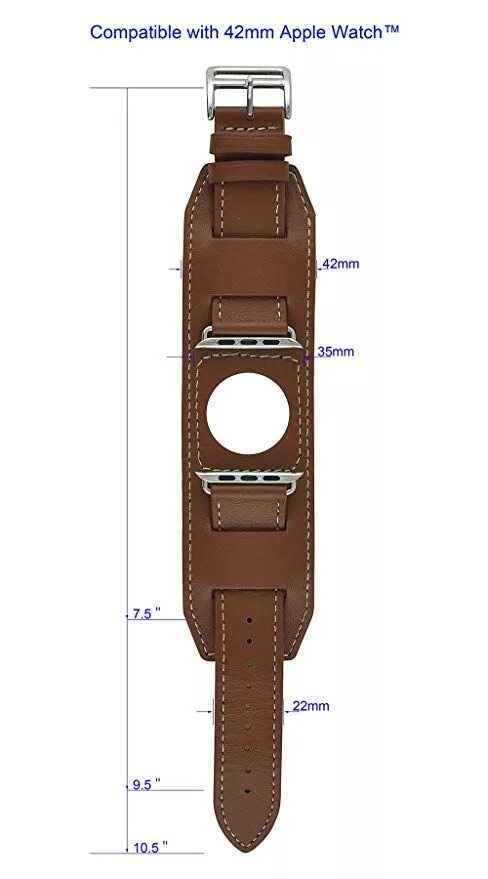 Ремешок на часы из кожи выкройка Amazon.com: Moulin 42mm Smart Watch Cuff Strap Brown #BL2443501100: Cell Phones 