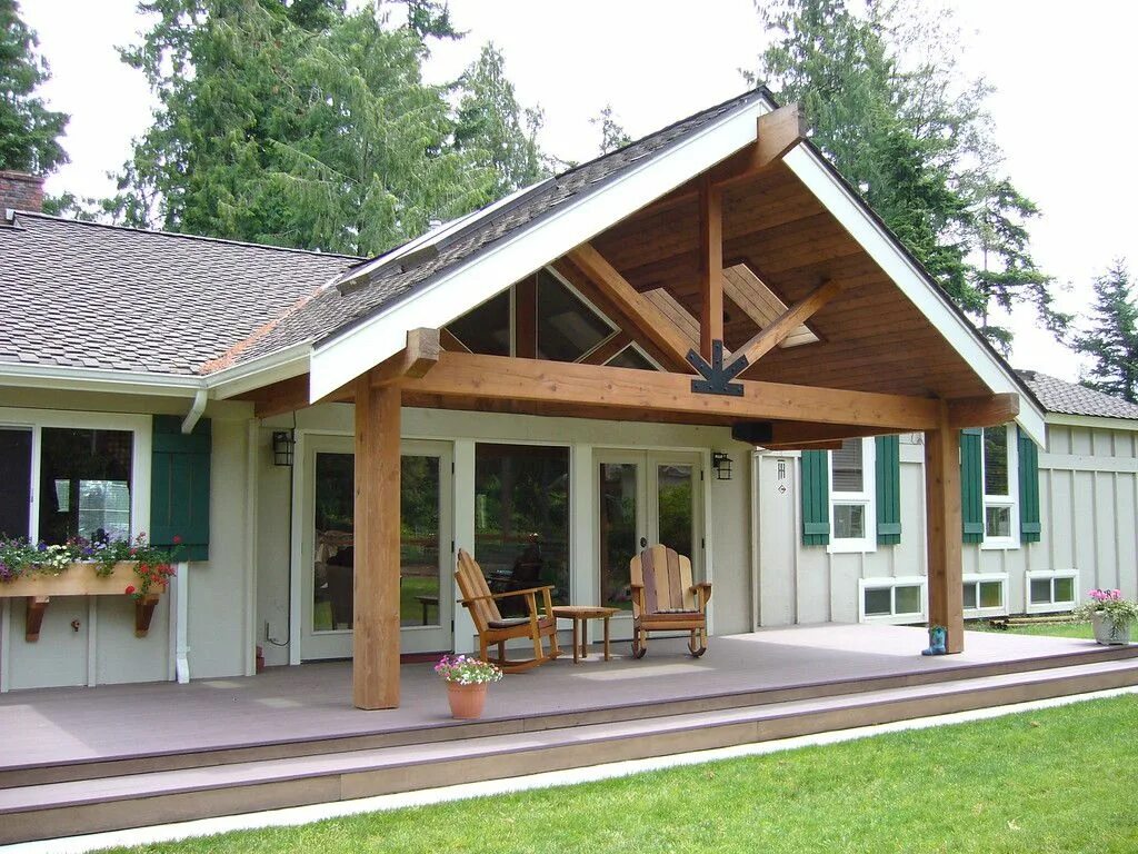 Ремонт деревянных домов крыш веранда итд фото Beebe Road, Lynden - HBHansen Construction Inc. Backyard porch, House exterior, 