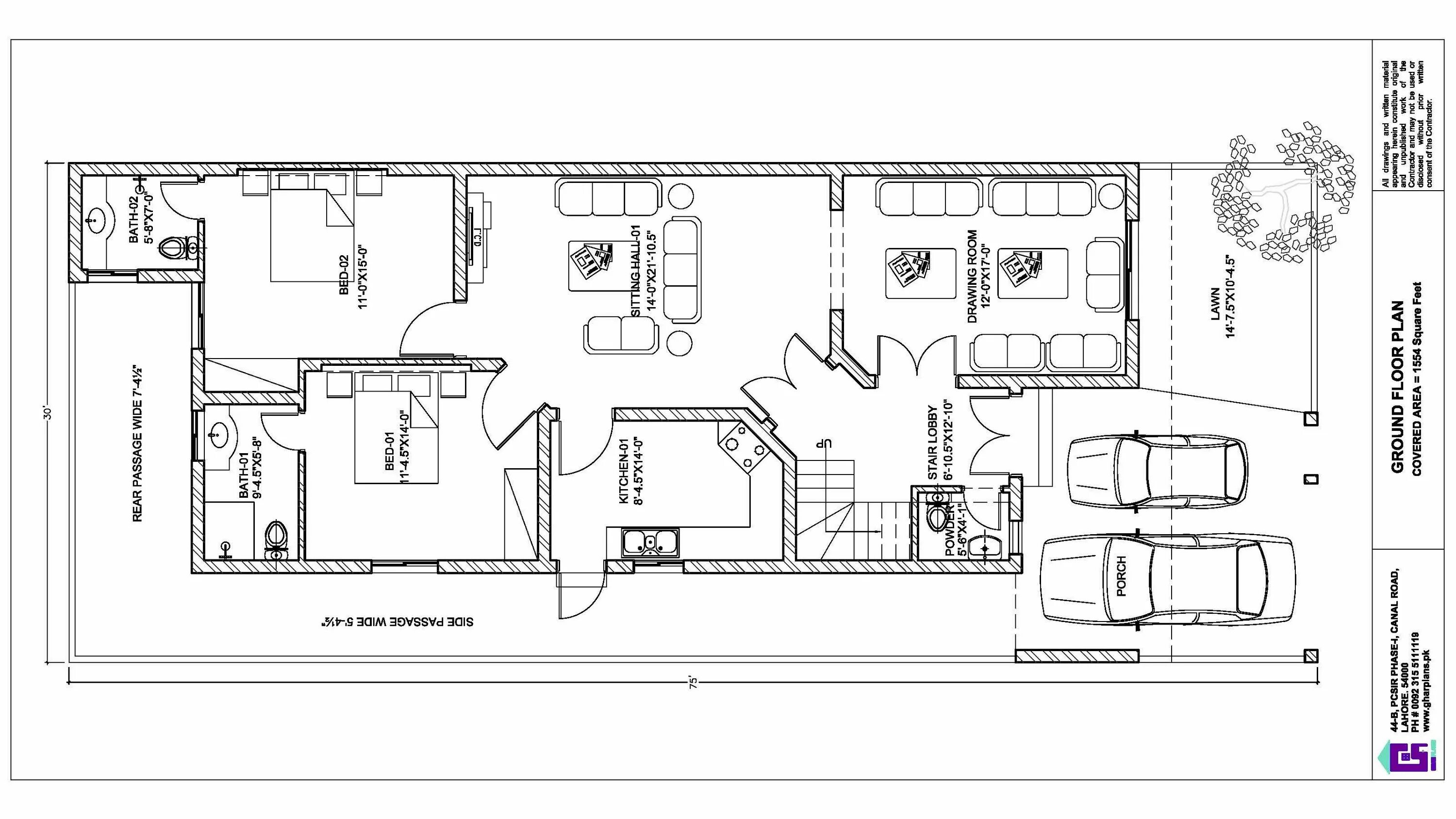 Ремонт дома схема 10 Marla House Plan with Front Elevation 30'x75' - Ghar Plans in 2020 10 marla h