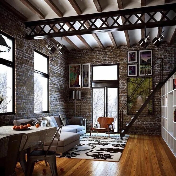 Ремонт дома в стиле лофт This loft had me immediately captured with the exposed brick! What do you like a