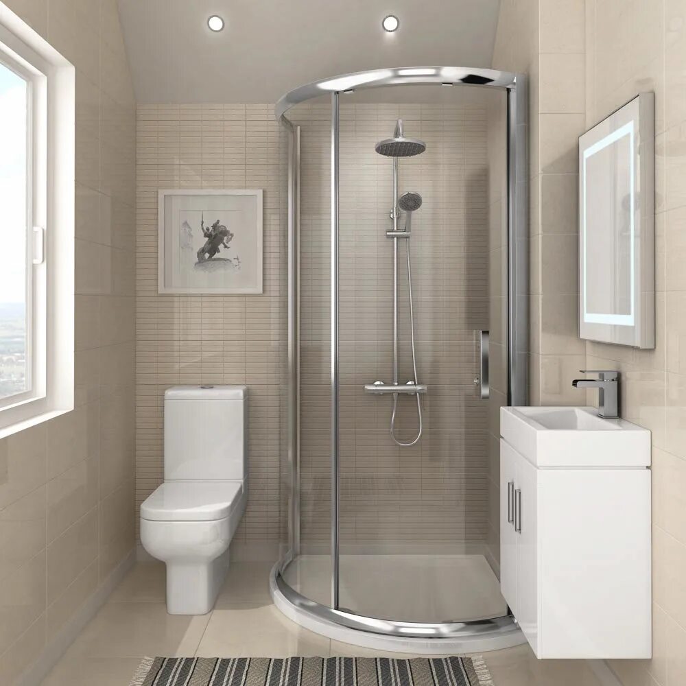 Ремонт душевой и туалета фото 860 x 860mm Pacific Single Entry Quadrant & En-Suite Set