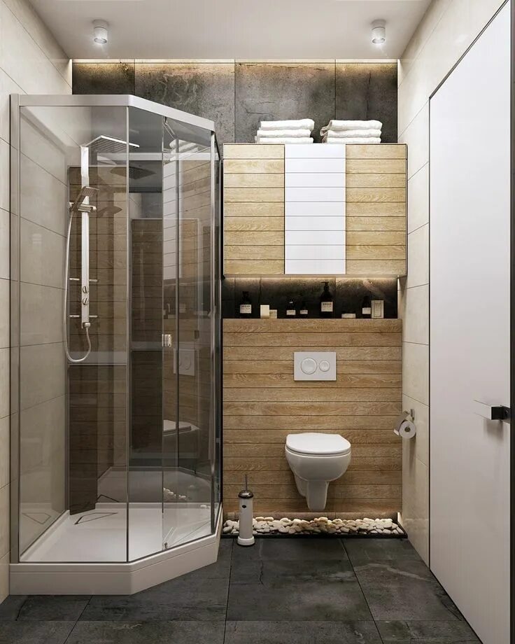 Ремонт душевой и туалета фото 3 Chic Modern & Eclectic Spaces Bathroom design small modern, Bathroom design sm