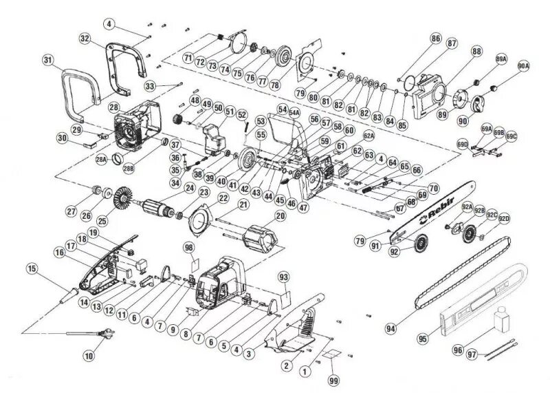 Ремонт электропилы цепной своими руками Запчасти для пилы ручной REBIR KZ6-400 - купить в Москве по ценам интернет-магаз