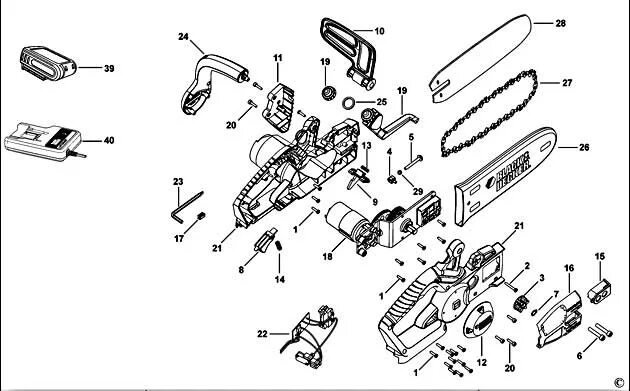 Ремонт электропилы цепной своими руками Black & Decker GKC1820L Type H1 Chainsaw Spare Parts - Part Shop Direct